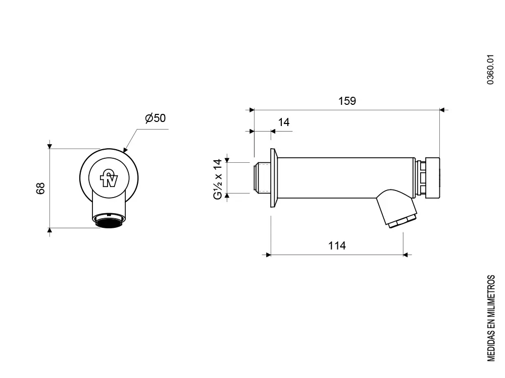 Llave temporizada de Pared p/Lavabo 0360.01 FV