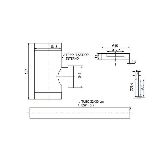 Trampa botella minimalista para lavatorio bronce-cromo R5000000 VAINSA