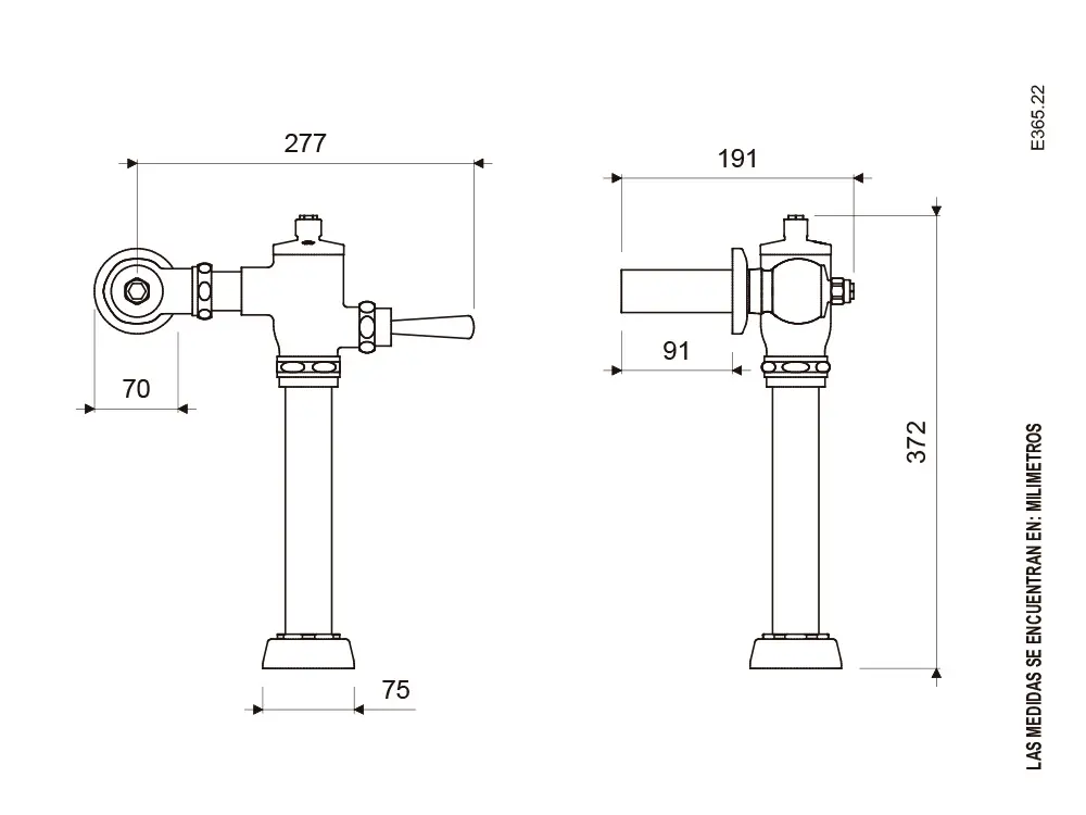 Fluxómetro de manija para Inodoro E365.22.4- FV